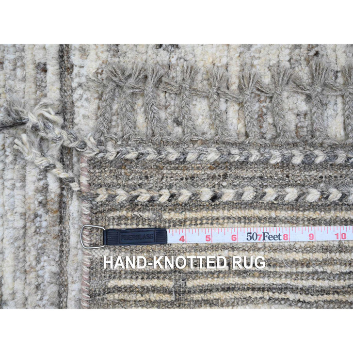 Tribal & Geometric Wool Hand Knotted Rug Grey 6.2x9.0 -O020423