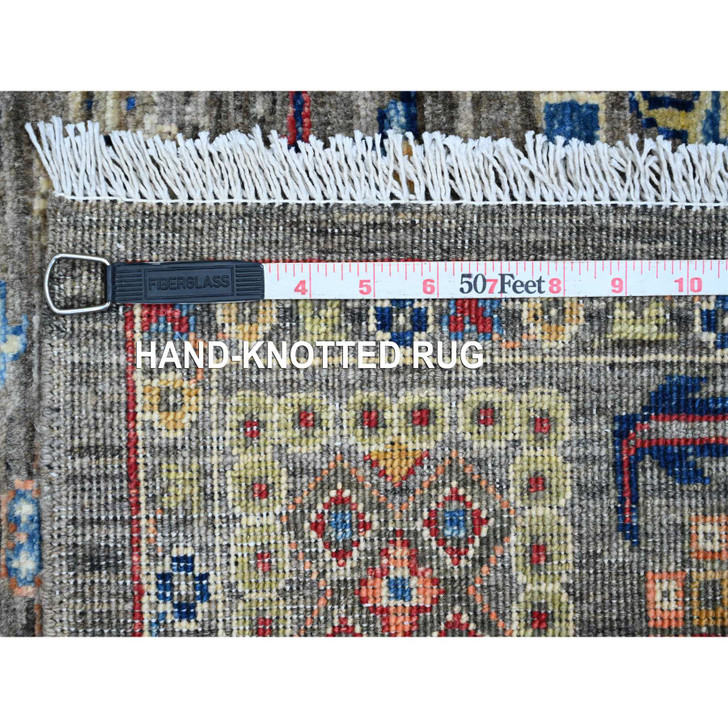 Tribal & Geometric Wool Hand Knotted Rug Grey 3.11x5.11 -O020696