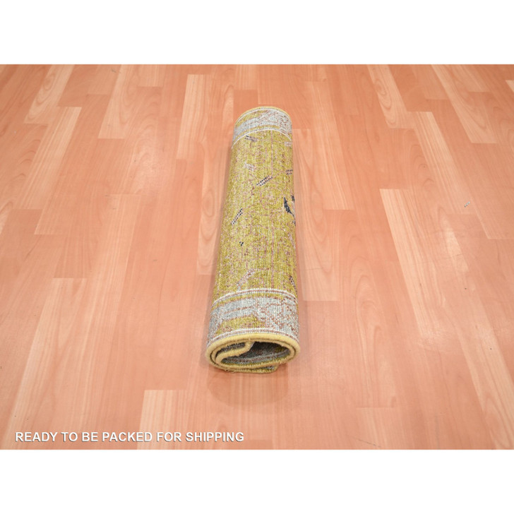 Transitional Wool Hand Knotted Rug Yellow 2.1x3.1 -O075695