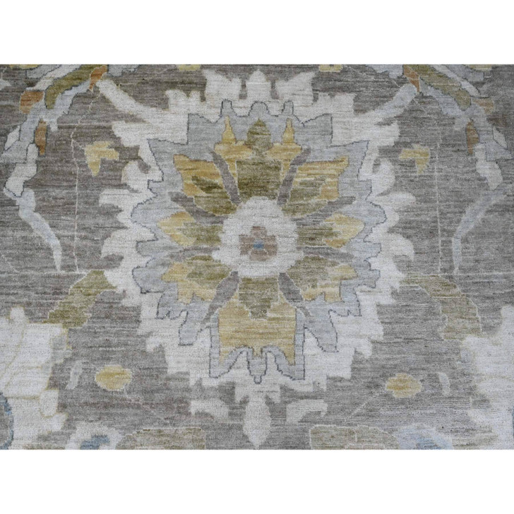 Oushak And Peshawar Wool Hand Knotted Rug Grey 13.10x17.1 -O089741