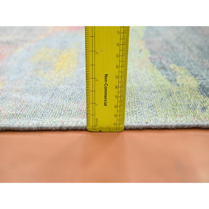 Modern and Contemporary Silk Hand Knotted Rug Grey 2.11x12.0 -O075657