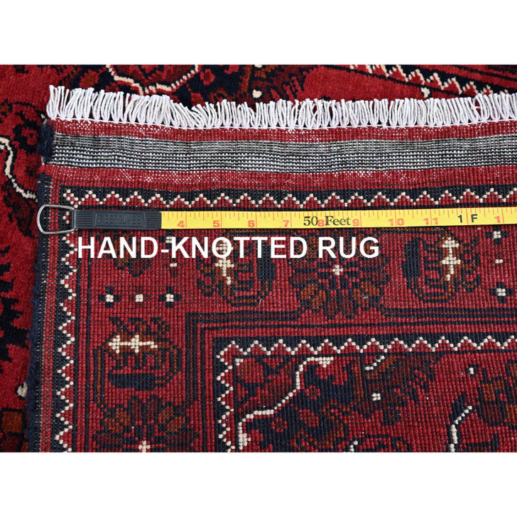 Tribal & Geometric Wool Hand Knotted Rug Red 2.7x5.2 -O0690