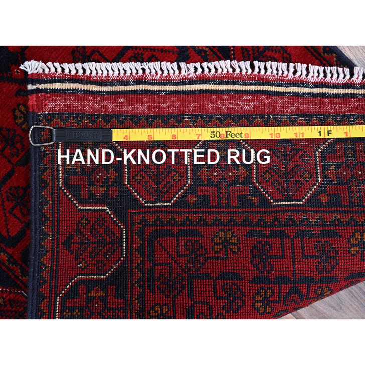 Tribal & Geometric Wool Hand Knotted Rug Red 1.9x4.9 -O0740