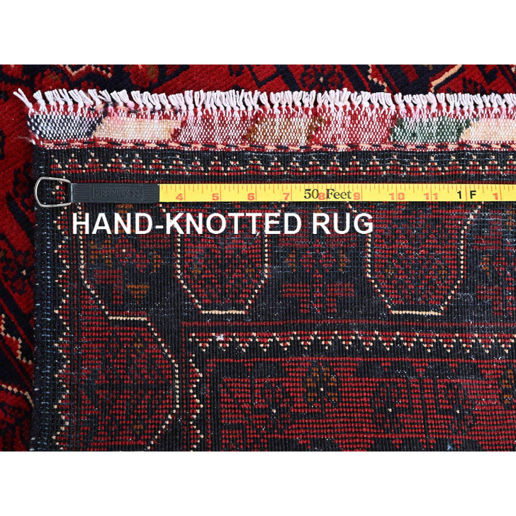 Tribal & Geometric Wool Hand Knotted Rug Red 1.9x4.10 -O0746