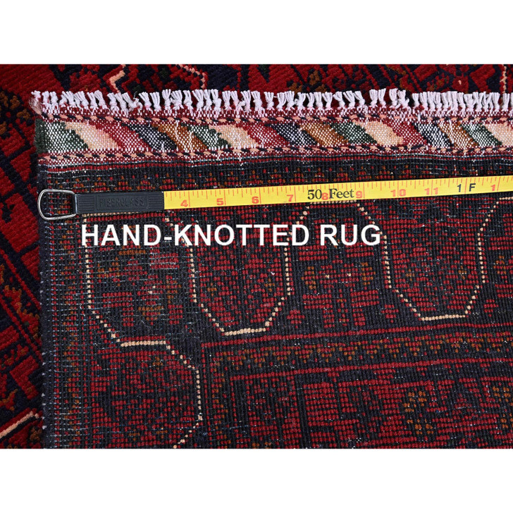 Tribal & Geometric Wool Hand Knotted Rug Red 1.10x5.0 -O0747