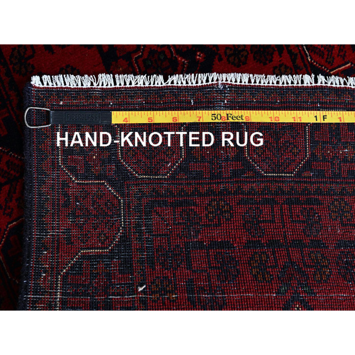 Tribal & Geometric Wool Hand Knotted Rug Red 1.8x5.0 -O0759