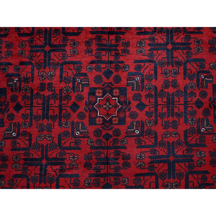 Tribal & Geometric Wool Hand Knotted Rug Red 9.9x13.3 -O0763