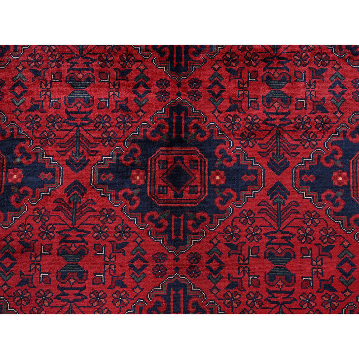 Tribal & Geometric Wool Hand Knotted Rug Red 9.10x13.2 -O0768