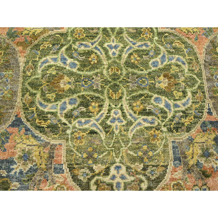 Fine Oriental Wool Hand Knotted Rug Green 10.0x14.3 -O075561