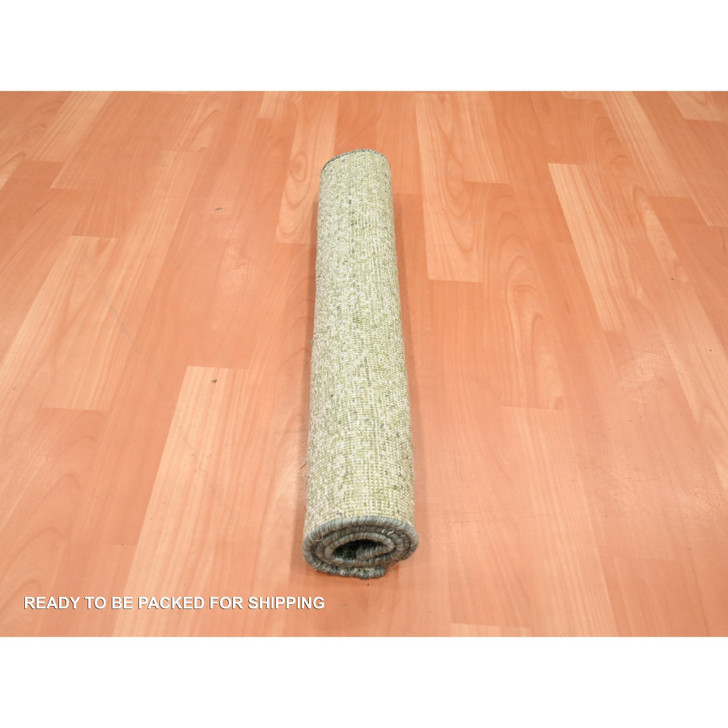 Modern and Contemporary Wool Hand Knotted Rug Green 2.0x3.0 -O075575