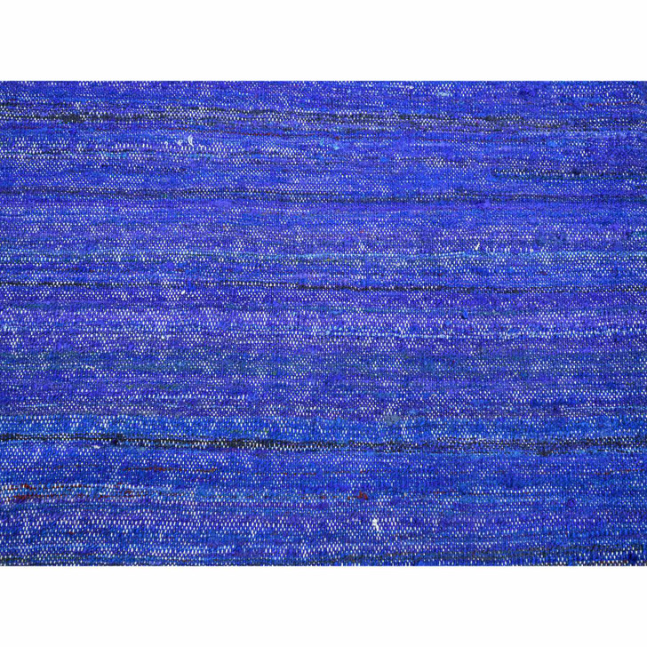 Flat Weave Sari Silk Hand Woven Rug Blue 9.2x11.8 -O075576