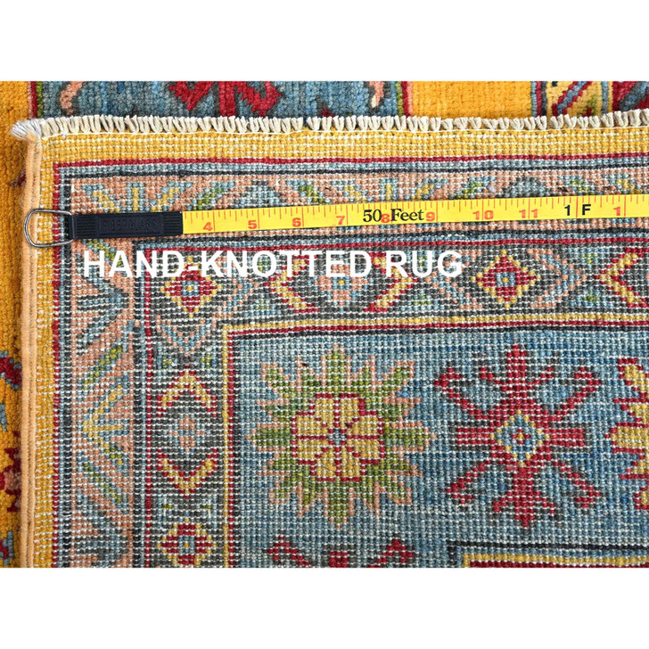 Kazak Wool Hand Knotted Rug Yellow 5.2x6.7 -O0336