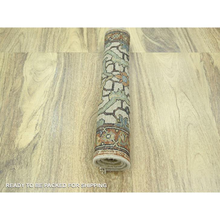 Heriz Wool Hand Knotted Rug Ivory 2.0x3.0 -O076239