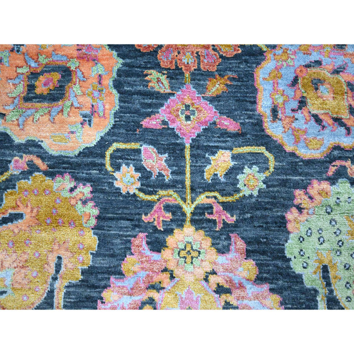 Fine Oriental Wool & Silk Hand Knotted Rug Blue 8.0x10.2 -O076315