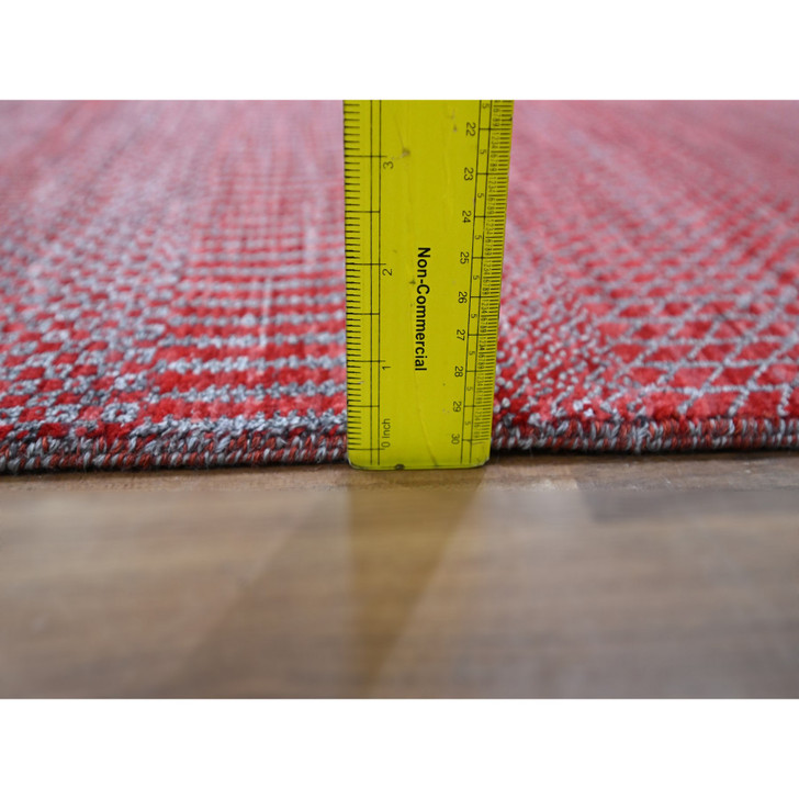 Modern and Contemporary Wool & Silk Hand Knotted Rug Red 2.6x16.3 -O076320