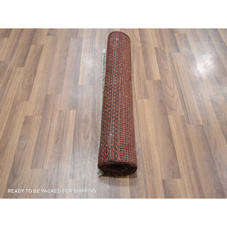 Modern and Contemporary Wool & Silk Hand Knotted Rug Red 2.0x3.0 -O076321