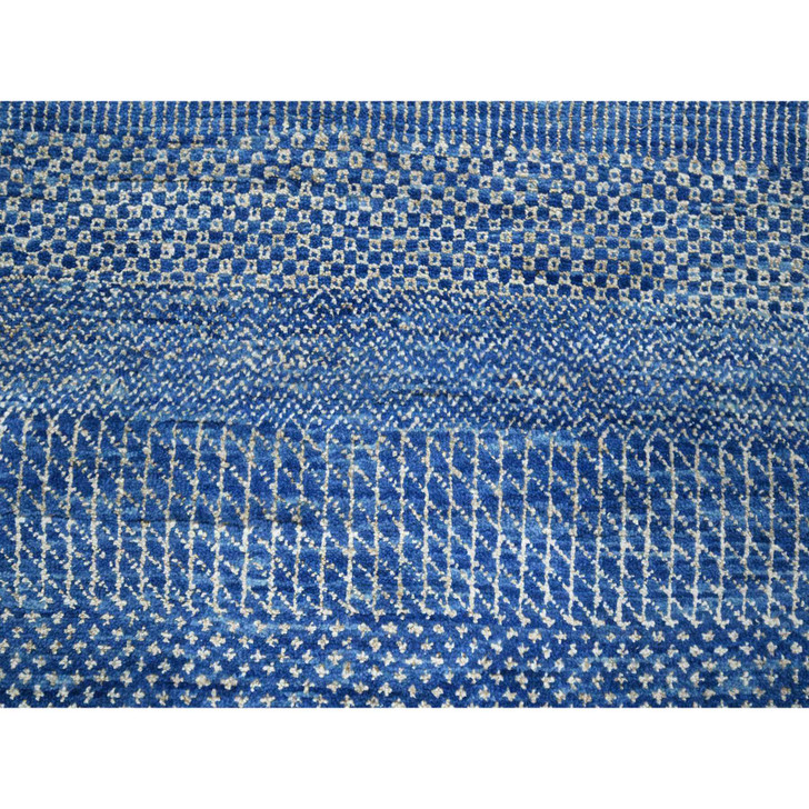 Modern and Contemporary Wool & Silk Hand Knotted Rug Blue 9.0x12.3 -O076326