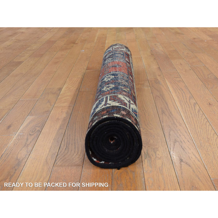 Antique Wool Hand Knotted Rug Orange 3.3x6.3 -O078401