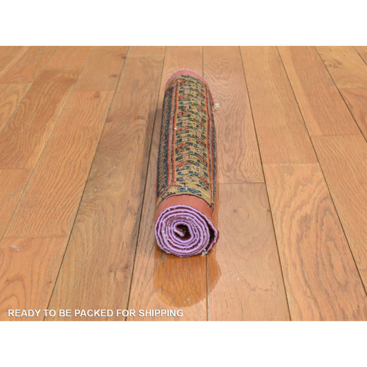 Antique Wool Hand Knotted Rug Red 1.10x3.2 -O078407