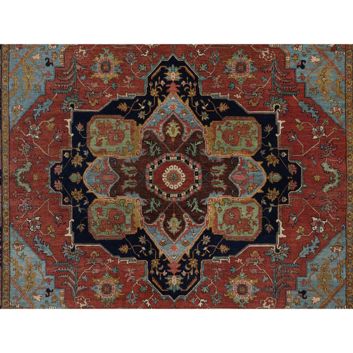 Heriz Wool Hand Knotted Rug Red 7.11x10.1 -O091398