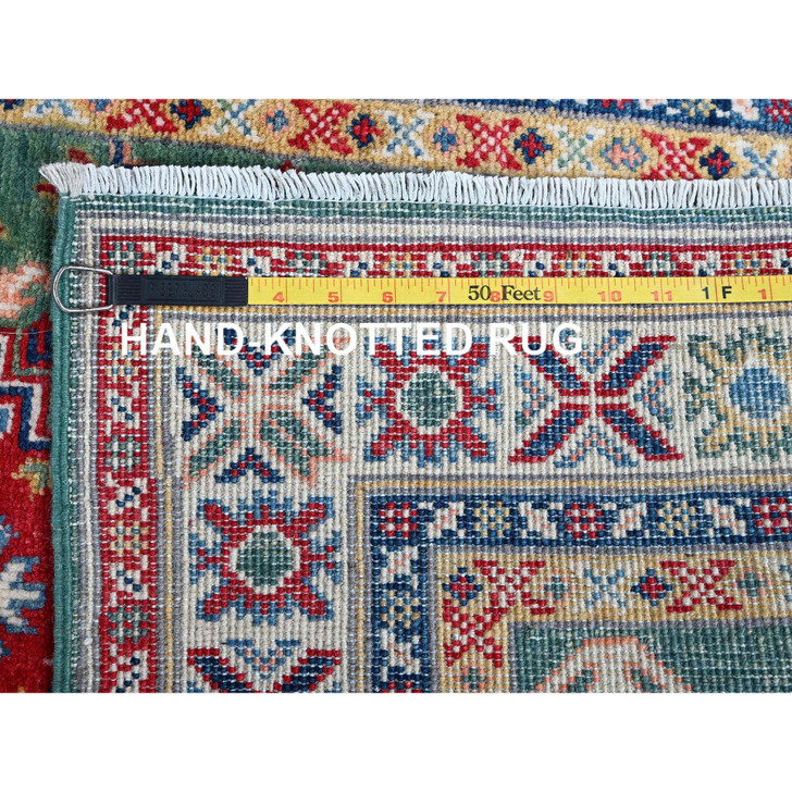 Kazak Wool Hand Knotted Rug Green 2.8x9.10 -O0476