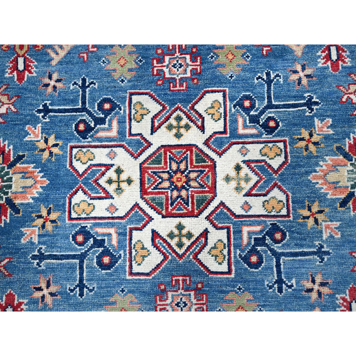 Kazak Wool Hand Knotted Rug Blue 5.11x8.9 -O0536