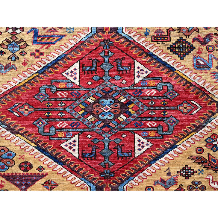 Kazak Wool Hand Knotted Rug Yellow 8.7x9.11 -O0558