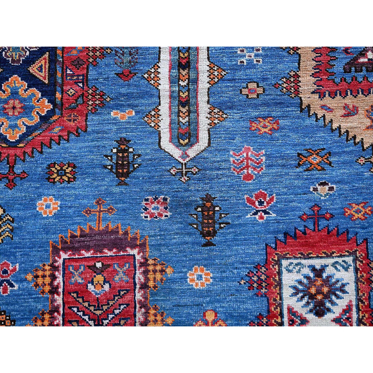 Kazak Wool Hand Knotted Rug Blue 6.3x9.1 -O0573
