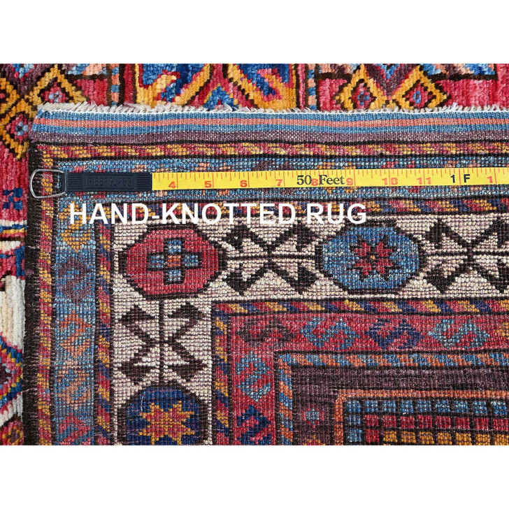 Kazak Wool Hand Knotted Rug Ivory 4.2x5.11 -O0612