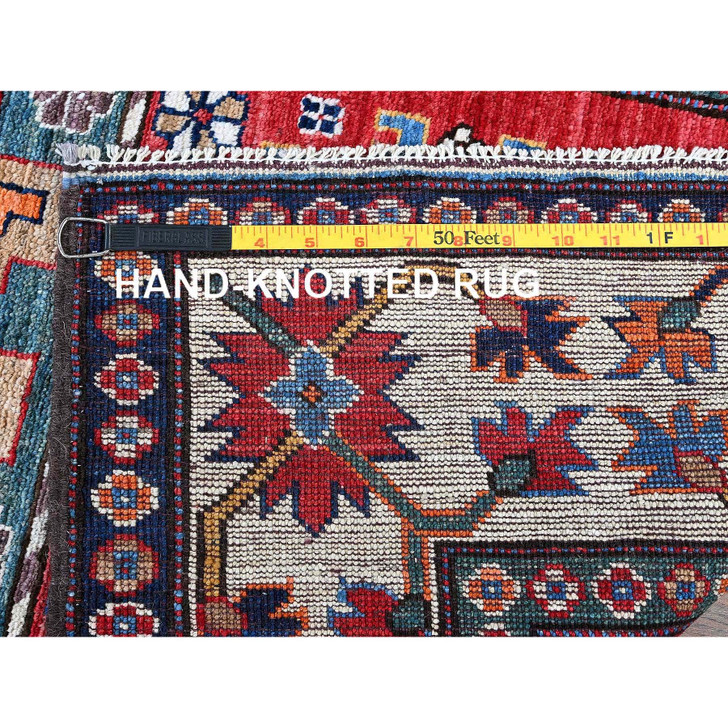 Kazak Wool Hand Knotted Rug Red 2.9x9.3 -O0619