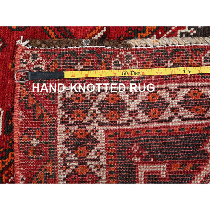 Overdyed & Vintage Wool Hand Knotted Rug Red 5.4x7.6 -O0807