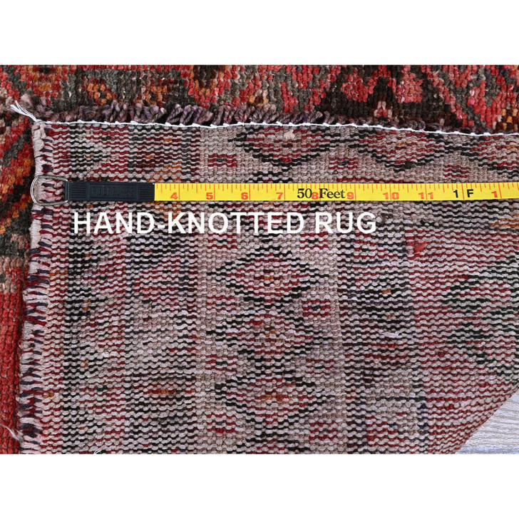 Overdyed & Vintage Wool Hand Knotted Rug Red 5.2x7.2 -O0809