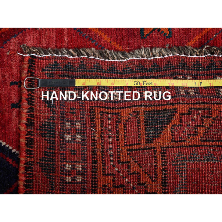 Overdyed & Vintage Wool Hand Knotted Rug Red 4.5x7.9 -O0818