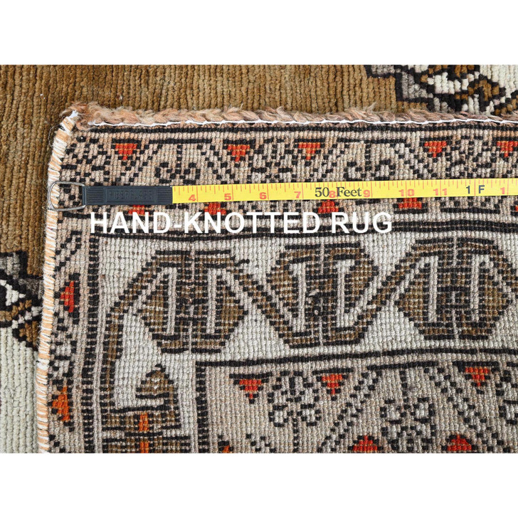 Overdyed & Vintage Wool Hand Knotted Rug Ivory 4.2x7.8 -O0821