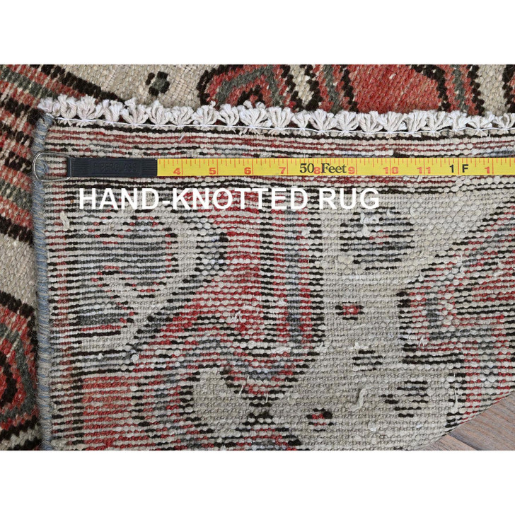 Overdyed & Vintage Wool Hand Knotted Rug Red 2.3x9.0 -O0825