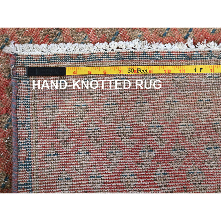 Overdyed & Vintage Wool Hand Knotted Rug Red 2.3x9.0 -O0829
