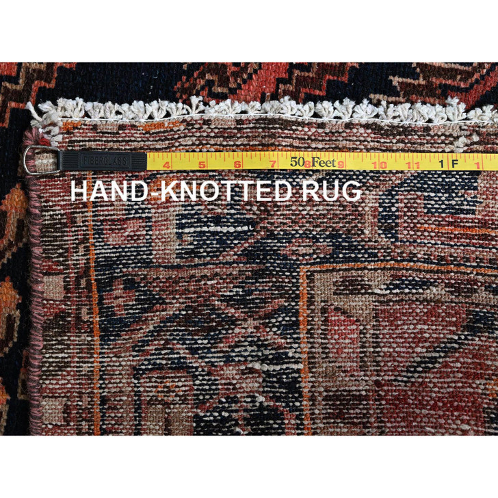 Overdyed & Vintage Wool Hand Knotted Rug Red 4.1x6.9 -O0848