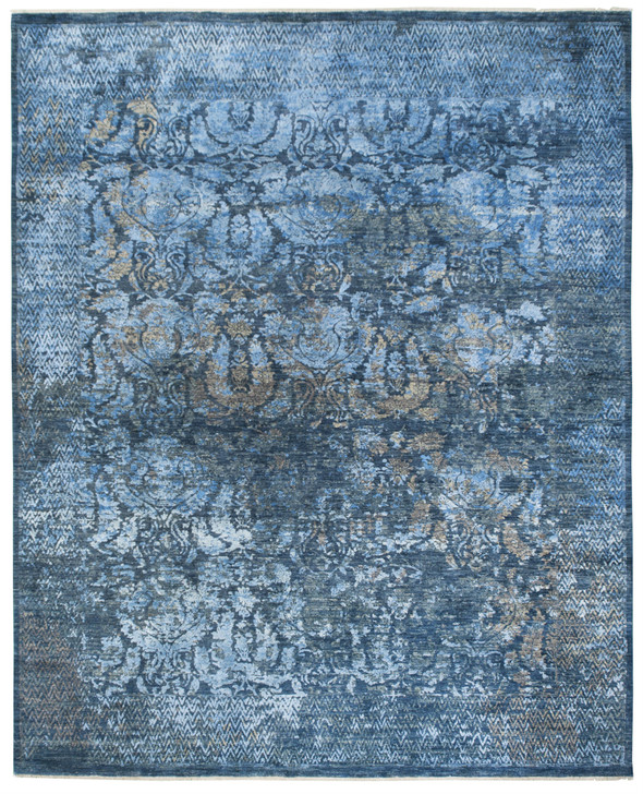 Indigo Collection, H/L With Silk Handknotted Rug 8'00" X 10'00" -Art49294