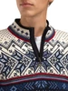 Dale of Norway - Vail Men's 1/4 Zip Sweater: Midnight Navy/Off White/Red Rose, 90331-C00_detail image of the pattern with fleece lined collar
Photo Credits: Dale of Norway
Heavy weight mid-layer with fleece lined collar, and optional draw-cord hem. Alpine world championship sweater design