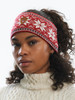 Woman wearing Dale of Norway Garmisch Headband - Raspberry/Off White/Navy, 25971-B_detail