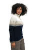 Dale of Norway - Moritz Women's 1/4 Zip Sweater: Navy/Bronze/Off White, 91461-P_right side
Photo credits: Dale of Norway
Merino wool sweater designed for the 2003 Alpine World Ski Championships in St. Moritz Switzerland