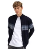 Dale of Norway Hovden Men's Cardigan, Navy/Off White/Blue Shadow, 83191-C_Mode front detail
Photo Credits: Dale of Norway
Light weigh mid-layer cardigan with Olympic inspired Vail sweater design
