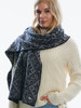 Woman wearing Dale of Norway, Rose Unisex Scarf in Navy/LIght Charcoal, 11661-C