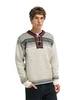 Dale of Norway - Setesdal Unisex Sweater: Off White/Black, 93781-A_Male model front
Photo credits: Dale of Norway
Norwegian wool sweater with traditional braid, Norwegian pewter clasps and lusemønster pattern.