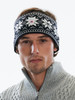 Man wearing Dale of Norway Garmisch Headband - Black/Off White/Dark Charcoal, 25972-F