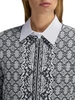Dale of Norway - Ingeborg Women's Cardigan - Electric Storm/Off White, 83521-C_Front pattern detail with crewneck and zipper
Photo credits: Dale of Norway
Lightweight mid-layer with long length, crewneck, and 2-way zipper front. All-over design with pattern shifts at the waist.