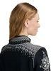 Dale of Norway 140th Anniversary Woman's Cardigan - Black/Off White/Smoke, 83481-F_detail image of J-sleeve and shoulder design elements
Photo Credits: Dale of Norway
A medium-weight mid-layer with a full-length 2-way zipper. Intricate details and hidden design elements featured on the back, with a medium-high neck lined in skin-soft fleece.