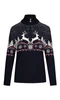 Dale of Norway Women's 1/4 Zip Dale Christmas Sweater - Navy/Off White/Red Rose, 93921-C00_product
Photo Credits: Dale of Norway
Merino wool mid-layer sweater with a regular fit and high neck. Classic holiday pattern