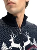 Dale of Norway - Men's 1/4 Zip Dale Christmas Sweater: Navy/Off White/Red Rose, 93931-C00_Neck detail
Photo: Dale of Norway
Medium weight mid-layer in 100% merino wool