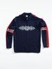 Dale of Norway Spirit Men's 1/4 Zip Sweater, Navy/Off White/Raspberry, 94771-C_flat front